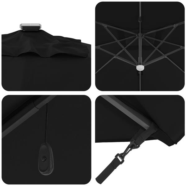 Grote foto vidaxl cantilever roma parasol met led zwart 286x285x270 cm van aluminium tuin en terras overige tuin en terras