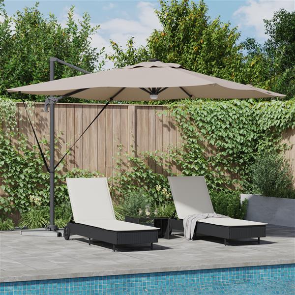 Grote foto vidaxl cantilever roma parasol met led taupe 286x285x270 cm aluminium tuin en terras overige tuin en terras