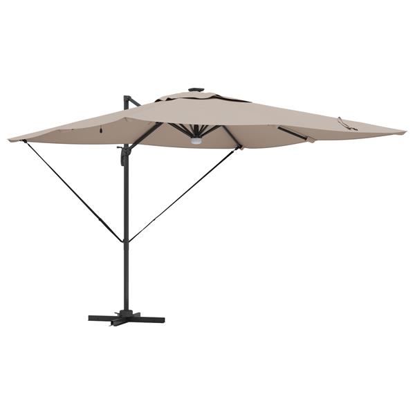 Grote foto vidaxl cantilever roma parasol met led taupe 286x285x270 cm aluminium tuin en terras overige tuin en terras