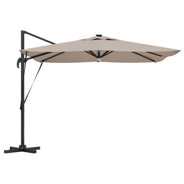 Grote foto vidaxl cantilever roma parasol met led taupe 286x285x270 cm aluminium tuin en terras overige tuin en terras