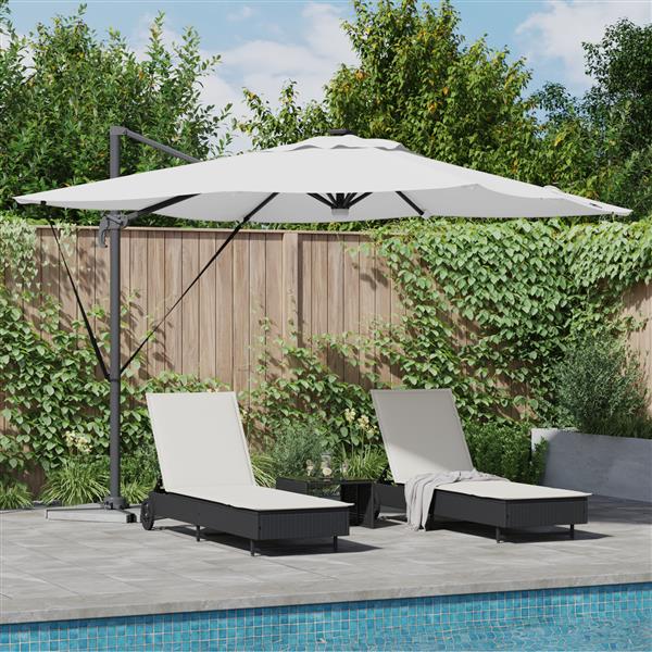 Grote foto vidaxl cantilever roma parasol met leds sand 286x285x270 cm aluminium tuin en terras overige tuin en terras