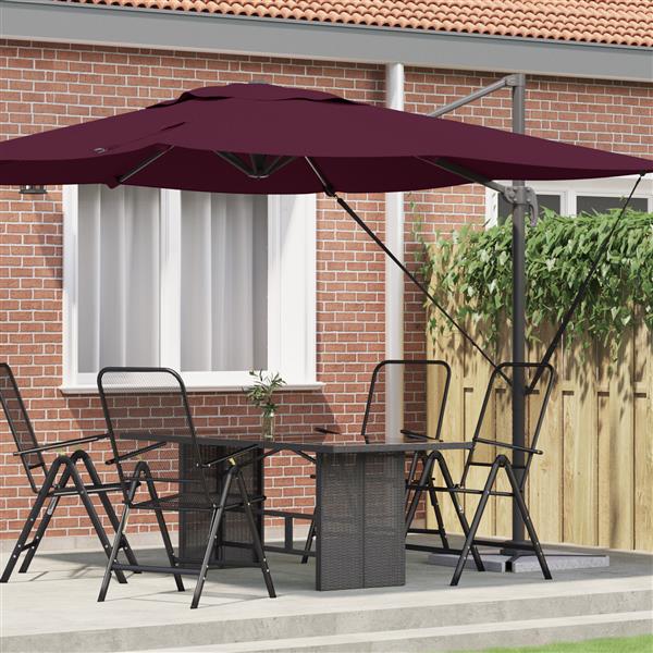 Grote foto vidaxl cantilever roma parasol bordeauxrood 286x285x265 cm aluminium tuin en terras overige tuin en terras