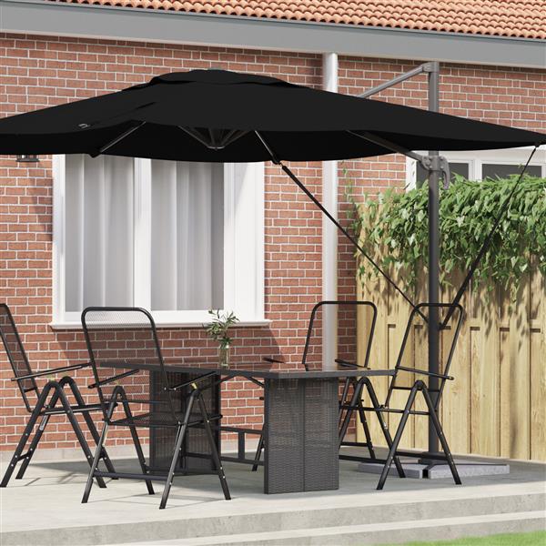 Grote foto vidaxl cantilever roma parasol zwart 286x285x265 cm aluminium tuin en terras overige tuin en terras