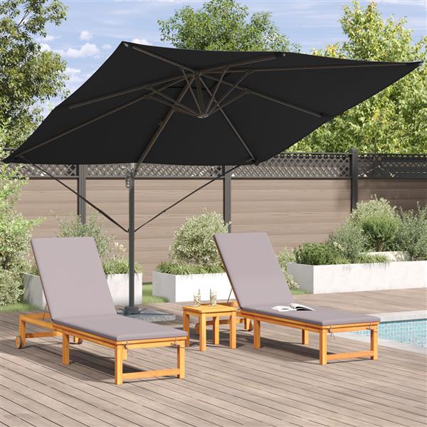 Grote foto vidaxl cantilever roma parasol zwart 286x285x265 cm aluminium tuin en terras overige tuin en terras