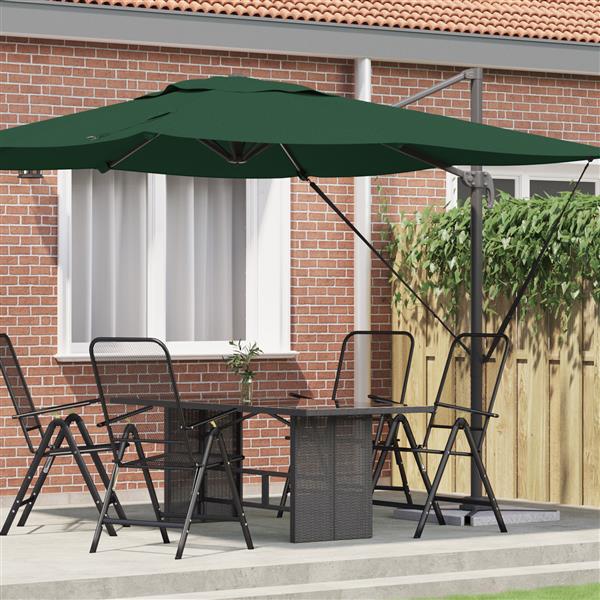 Grote foto vidaxl cantilever roma parasol groen 286x285x265 cm aluminium tuin en terras overige tuin en terras