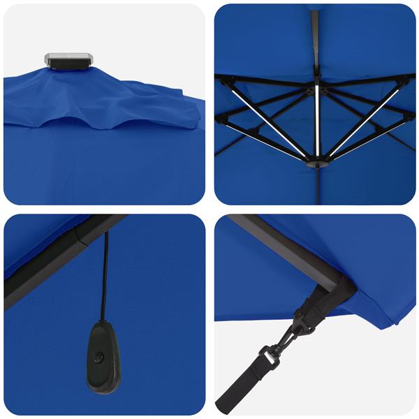 Grote foto vidaxl cantilever roma parasol met leds azure blauw 352x251x265 cm aluminium tuin en terras overige tuin en terras