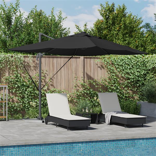Grote foto vidaxl cantilever roma parasol met led zwart 352x251x265 cm aluminium tuin en terras overige tuin en terras