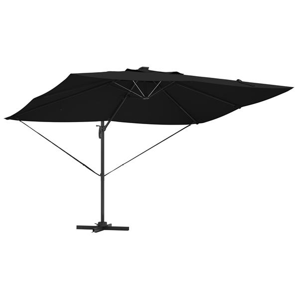 Grote foto vidaxl cantilever roma parasol met led zwart 352x251x265 cm aluminium tuin en terras overige tuin en terras