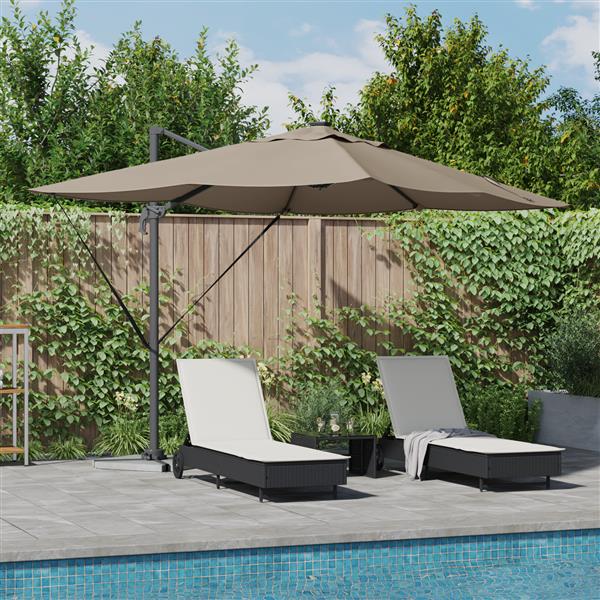 Grote foto vidaxl cantilever roma parasol met led taupe 352x251x265 cm aluminium tuin en terras overige tuin en terras