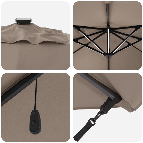 Grote foto vidaxl cantilever roma parasol met led taupe 352x251x265 cm aluminium tuin en terras overige tuin en terras