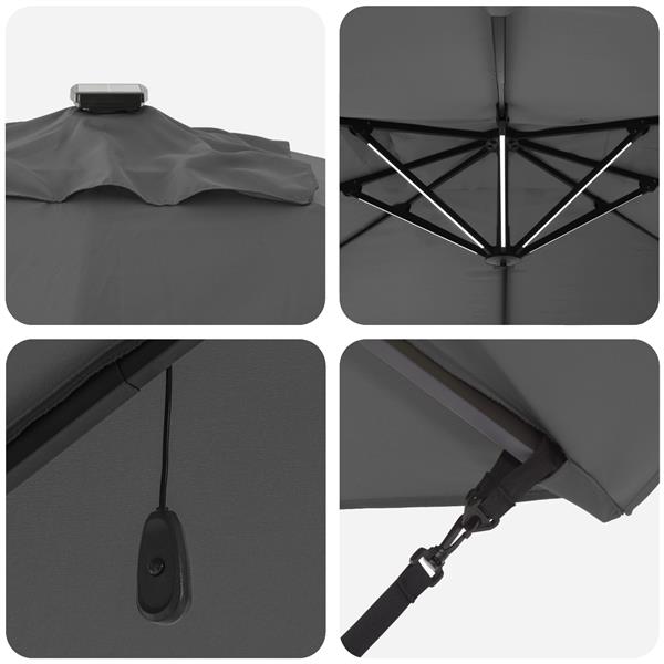 Grote foto vidaxl cantilever roma parasol met leds antraciet 352x251x265 cm aluminium tuin en terras overige tuin en terras