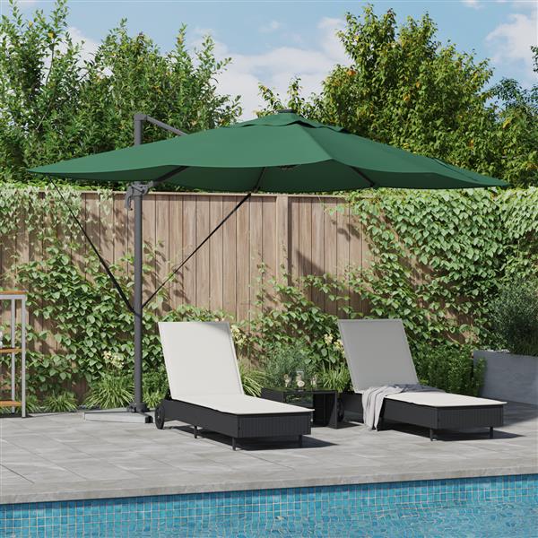 Grote foto vidaxl cantilever roma parasol met led groen 352x251x265 cm aluminium tuin en terras overige tuin en terras
