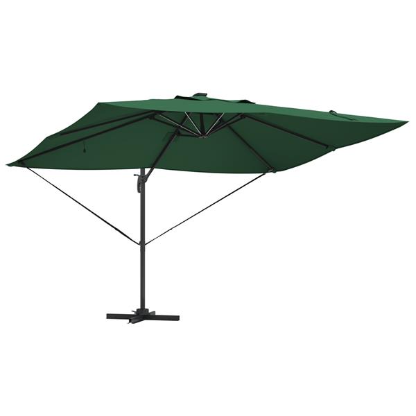 Grote foto vidaxl cantilever roma parasol met led groen 352x251x265 cm aluminium tuin en terras overige tuin en terras