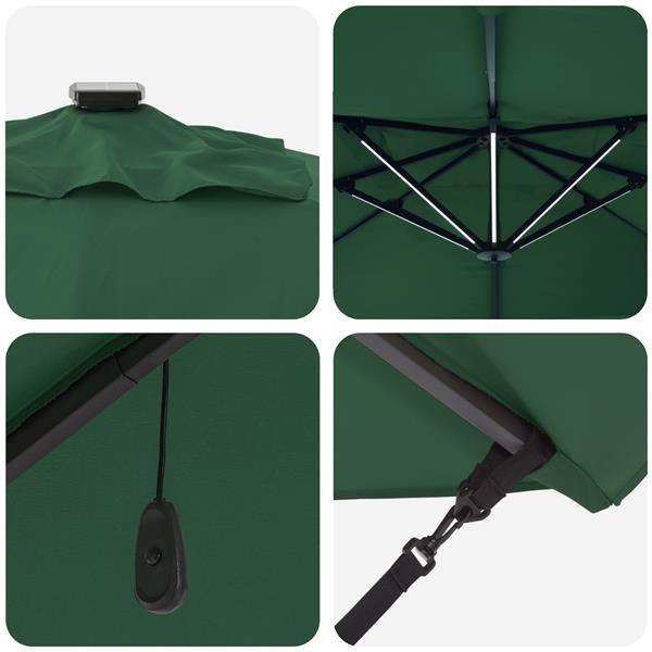 Grote foto vidaxl cantilever roma parasol met led groen 352x251x265 cm aluminium tuin en terras overige tuin en terras