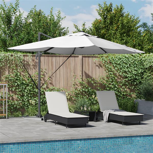 Grote foto vidaxl cantilever roma parasol met led zand 352x251x265 cm aluminium tuin en terras overige tuin en terras