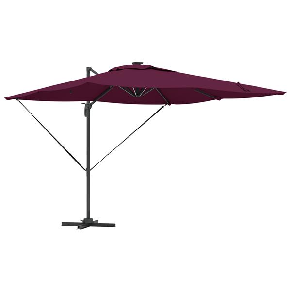 Grote foto vidaxl cantilever roma parasol met led bordeauxrood 286x285x270 cm aluminium tuin en terras overige tuin en terras