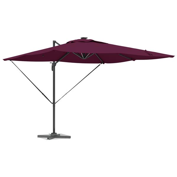 Grote foto vidaxl cantilever roma parasol met led bordeauxrood 286x285x270 cm aluminium tuin en terras overige tuin en terras