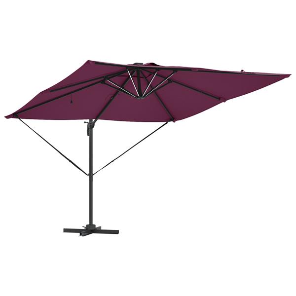 Grote foto vidaxl cantilever roma parasol met led bordeauxrood 286x285x270 cm aluminium tuin en terras overige tuin en terras