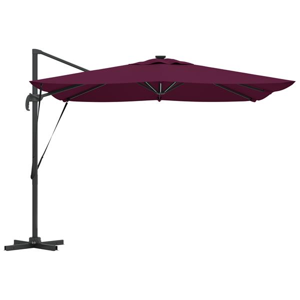 Grote foto vidaxl cantilever roma parasol met led bordeauxrood 286x285x270 cm aluminium tuin en terras overige tuin en terras