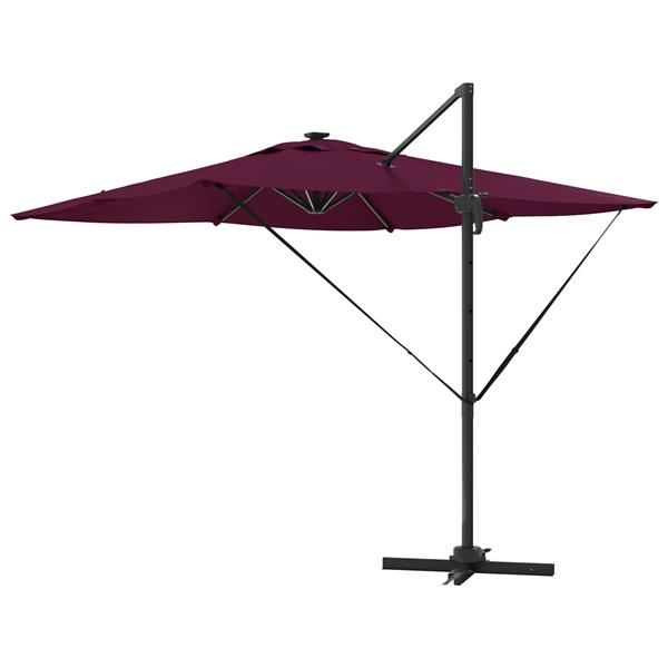 Grote foto vidaxl cantilever roma parasol met led bordeauxrood 286x285x270 cm aluminium tuin en terras overige tuin en terras