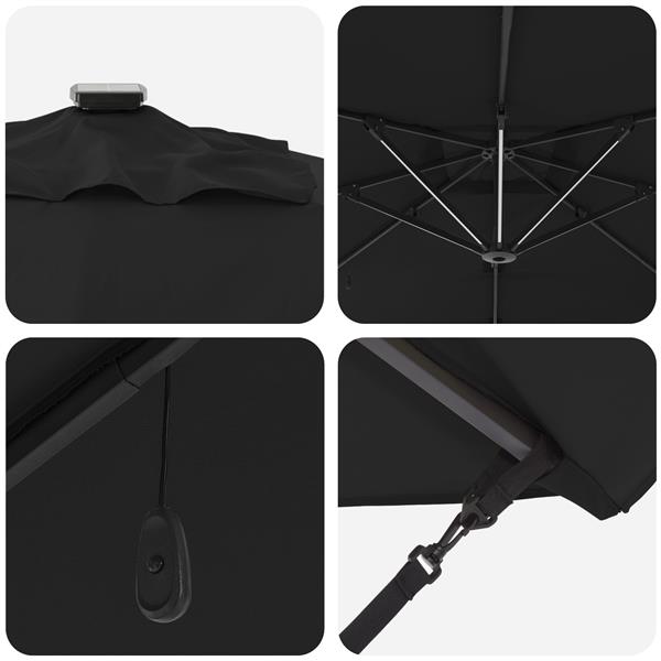Grote foto vidaxl cantilever roma parasol met led zwart 286x285x270 cm aluminium tuin en terras overige tuin en terras
