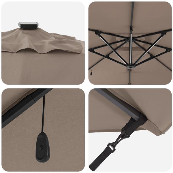 Grote foto vidaxl cantilever roma parasol met led in taupe 286x285x270 cm van aluminium tuin en terras overige tuin en terras