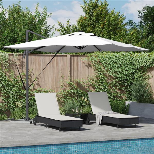 Grote foto vidaxl cantilever roma parasol met led zand 286x285x270 cm aluminium tuin en terras overige tuin en terras