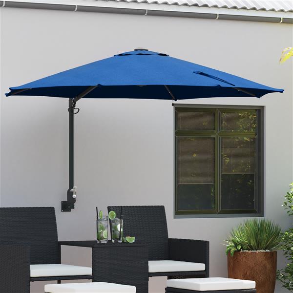 Grote foto vidaxl wandparasol met led azure blauw 248 cm tuin en terras overige tuin en terras
