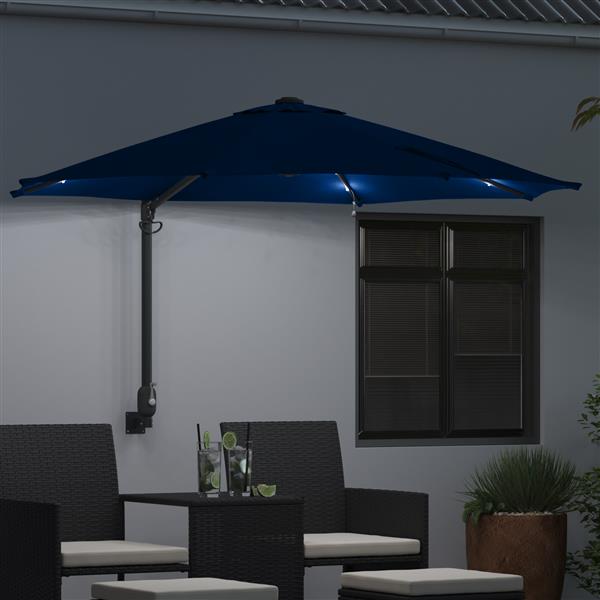 Grote foto vidaxl wandparasol met led azure blauw 248 cm tuin en terras overige tuin en terras