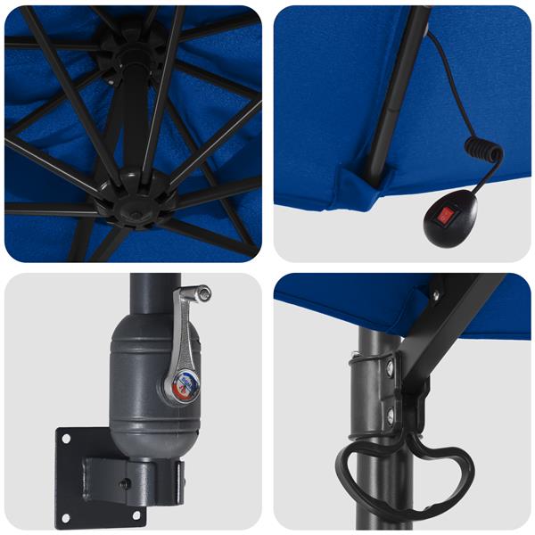Grote foto vidaxl wandparasol met led azure blauw 248 cm tuin en terras overige tuin en terras