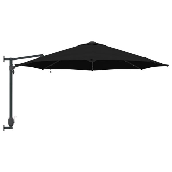 Grote foto vidaxl wandparasol met led zwart 248 cm tuin en terras overige tuin en terras