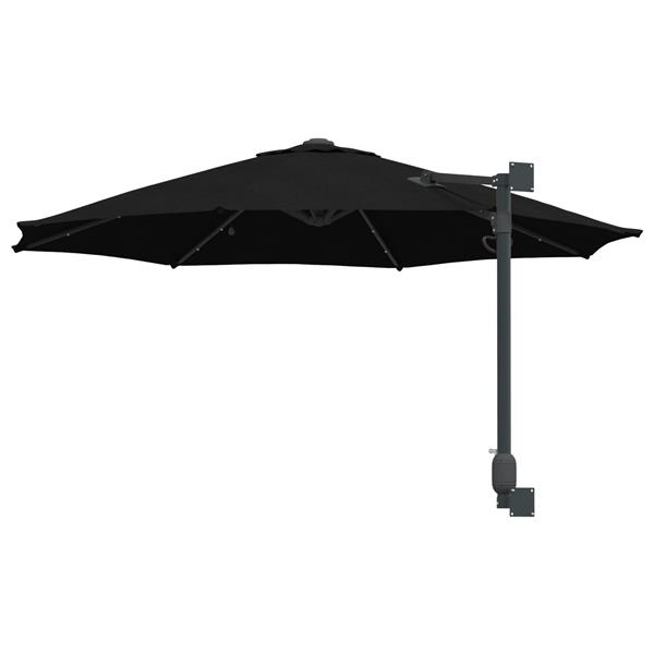 Grote foto vidaxl wandparasol met led zwart 248 cm tuin en terras overige tuin en terras