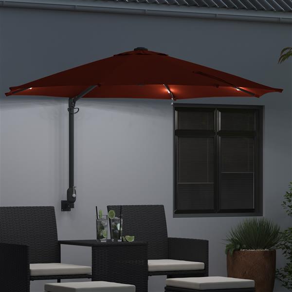 Grote foto vidaxl wandparasol met led verlichting terracotta 248 cm tuin en terras overige tuin en terras