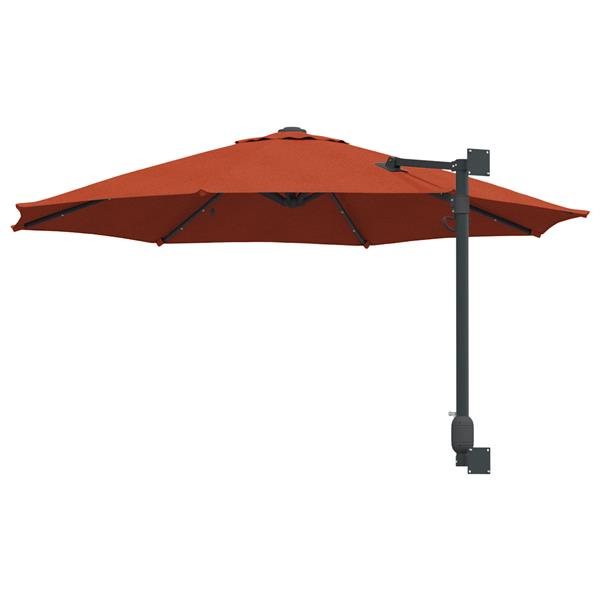 Grote foto vidaxl wandparasol met led verlichting terracotta 248 cm tuin en terras overige tuin en terras