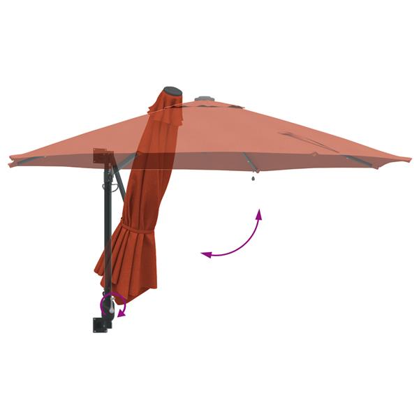 Grote foto vidaxl wandparasol met led verlichting terracotta 248 cm tuin en terras overige tuin en terras