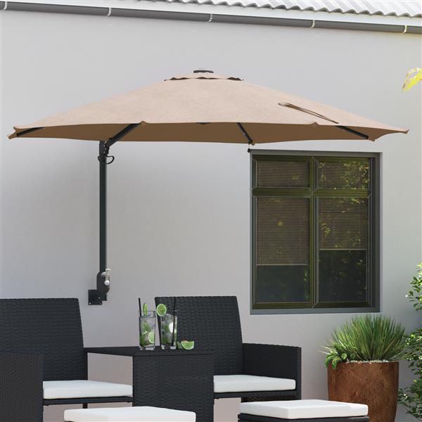 Grote foto vidaxl wandparasol met led in taupe 248 cm tuin en terras overige tuin en terras