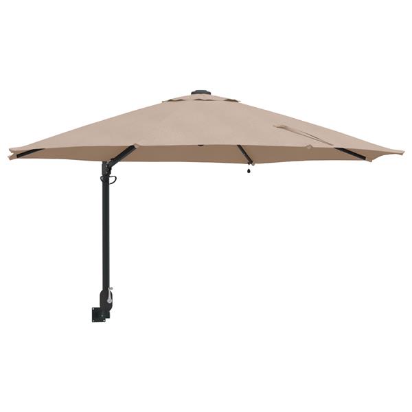 Grote foto vidaxl wandparasol met led in taupe 248 cm tuin en terras overige tuin en terras