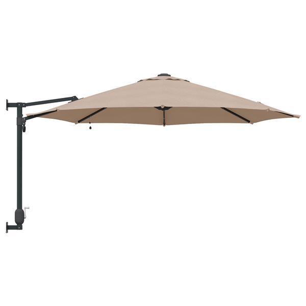 Grote foto vidaxl wandparasol met led in taupe 248 cm tuin en terras overige tuin en terras