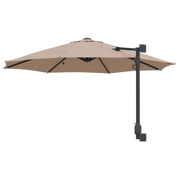 Grote foto vidaxl wandparasol met led in taupe 248 cm tuin en terras overige tuin en terras