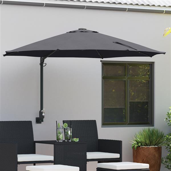 Grote foto vidaxl wandparasol met led antraciet 248 cm tuin en terras overige tuin en terras