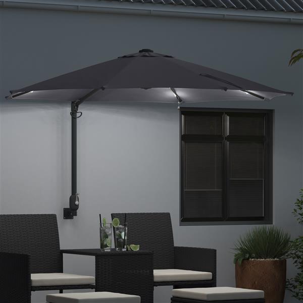 Grote foto vidaxl wandparasol met led antraciet 248 cm tuin en terras overige tuin en terras
