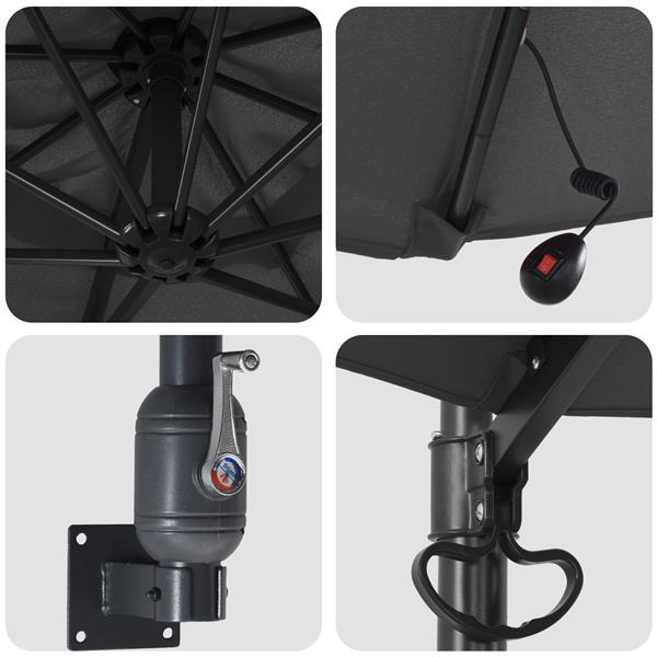 Grote foto vidaxl wandparasol met led antraciet 248 cm tuin en terras overige tuin en terras