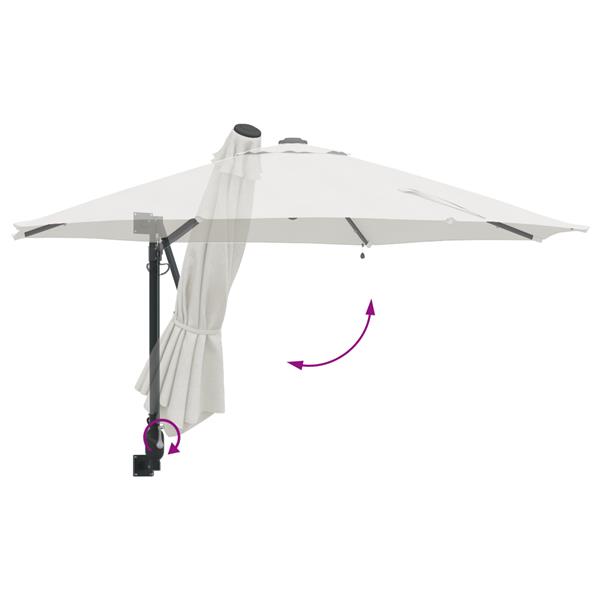 Grote foto vidaxl hangende tuinparasol met led zandkleur 248 cm tuin en terras overige tuin en terras