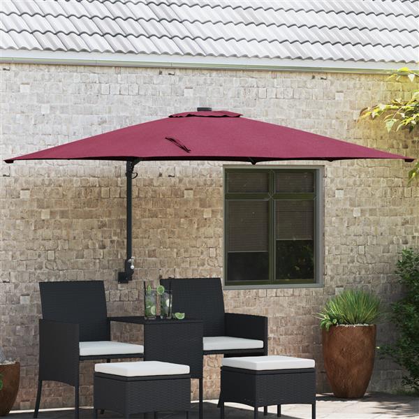 Grote foto vidaxl wandgemonteerd tuinzonnescherm bordeaux rood 247 cm tuin en terras overige tuin en terras