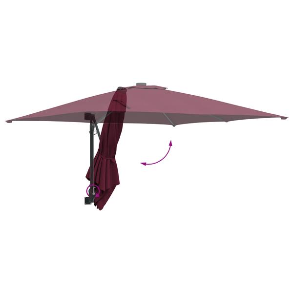 Grote foto vidaxl wandgemonteerd tuinzonnescherm bordeaux rood 247 cm tuin en terras overige tuin en terras
