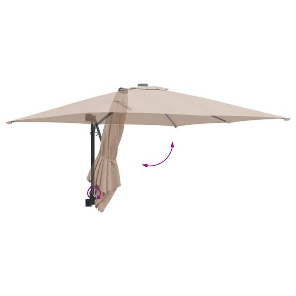 Grote foto vidaxl wandgemonteerd tuinzonnescherm taupe 247 cm tuin en terras overige tuin en terras