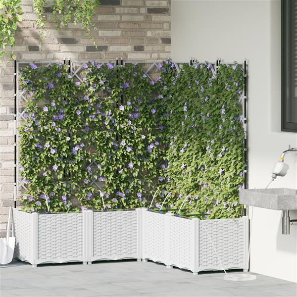 Grote foto vidaxl plantenbakken 5 st met waterirrigatiesysteem wit tuin en terras overige tuin en terras