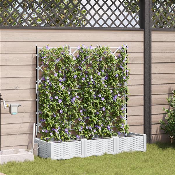 Grote foto vidaxl plantenbakken 3 st met waterirrigatiesysteem wit tuin en terras overige tuin en terras
