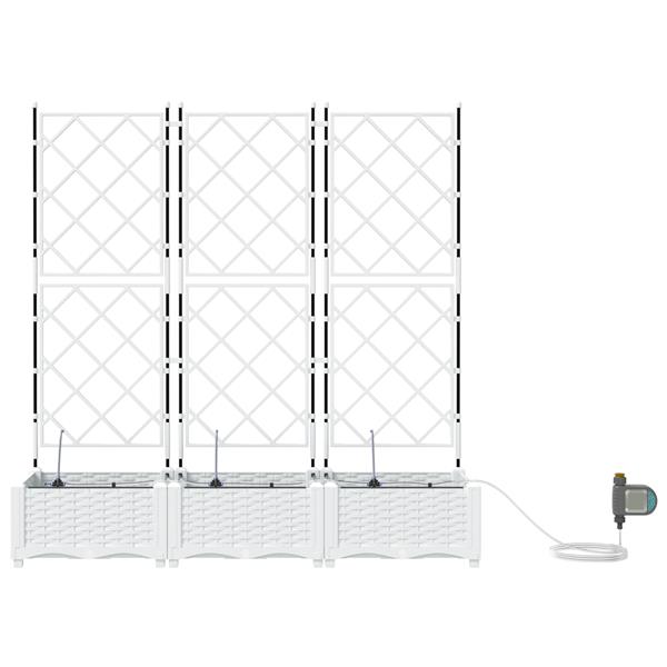 Grote foto vidaxl plantenbakken 3 st met waterirrigatiesysteem wit tuin en terras overige tuin en terras
