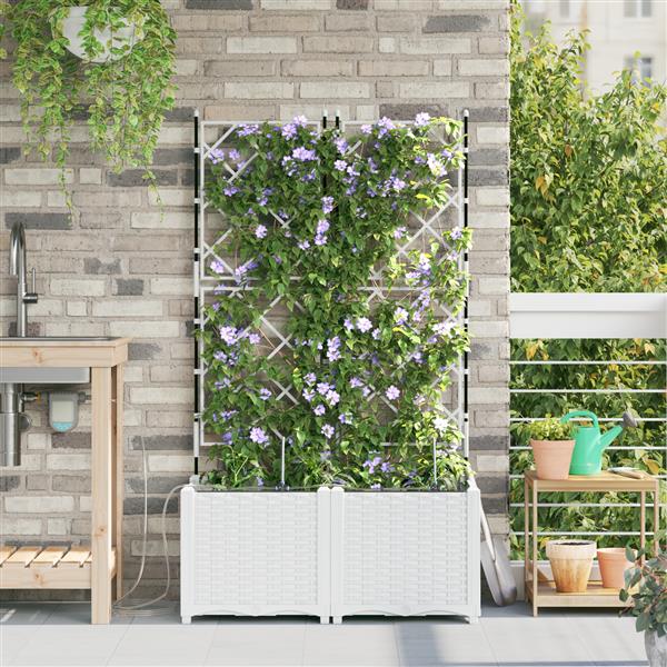 Grote foto vidaxl plantenbakken 2 st met waterirrigatiesysteem wit tuin en terras overige tuin en terras